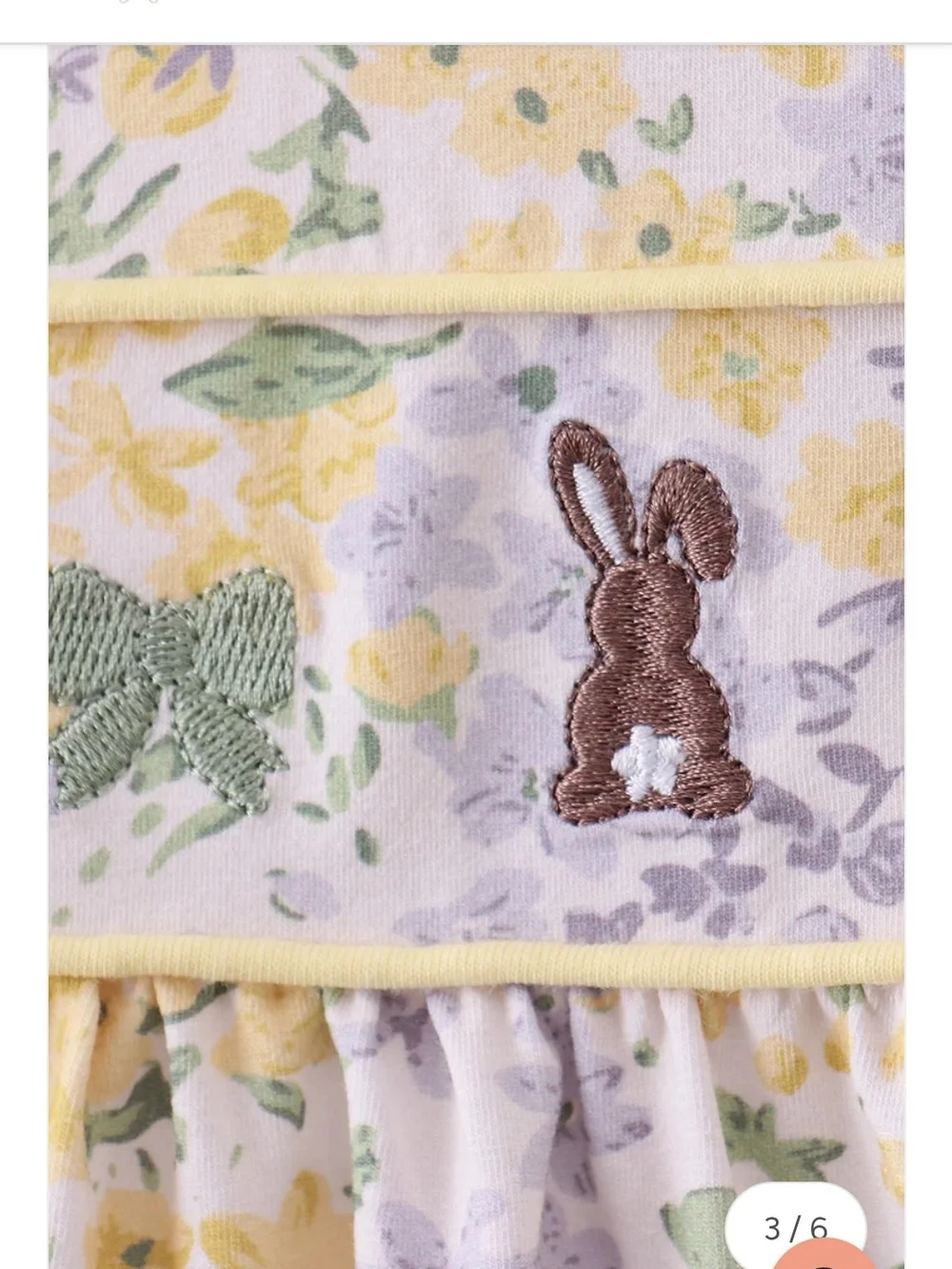 NWT- ABBY & EVIE EMBROIDERED BUNNIES Yellow Floral Ruffle Collar Kids Dress